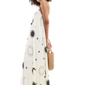 NWT ASOS DESIGN crinkle bandeau maxi dress in celestial print